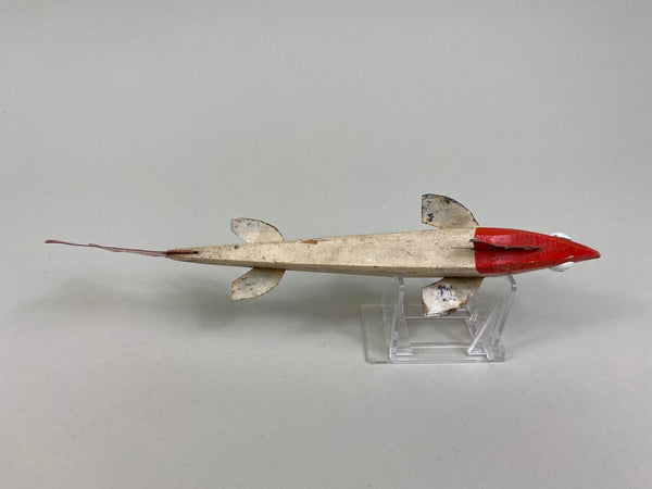 Unknown Red and White Fish Spearing Decoy (#P28)