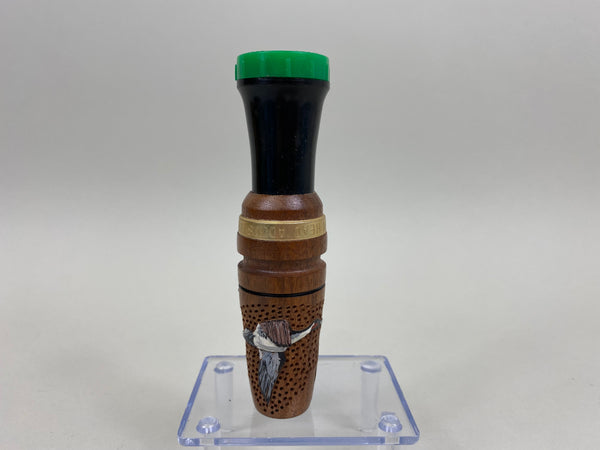 Green Head Adjustable Duck Call with Carved Pintail (#VV2)