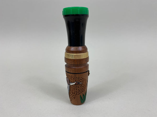 Green Head Adjustable Duck Call with Carved Pintail (#VV2)