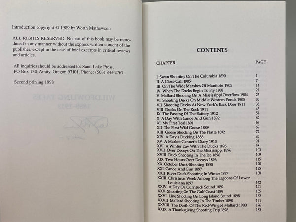 Old Wildfowling Tales, Volumes I & II, Worth Matthewson, Sand Lake Press