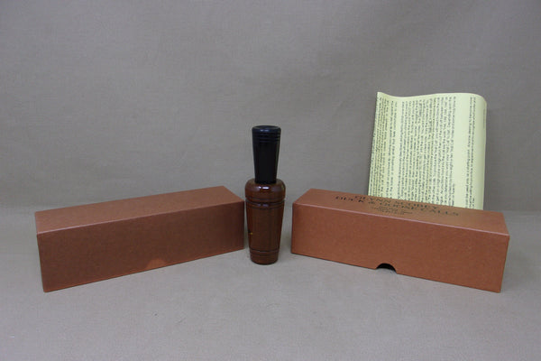 Glynn Scobey Duck Call with Painted Flying Mallard, box and paperwork (#V97)
