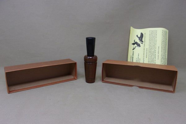 Glynn Scobey Duck Call with Painted Flying Mallard, box and paperwork (#V97)