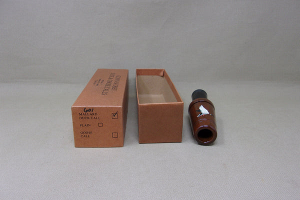 Glynn Scobey Duck Call with Painted Flying Mallard, box and paperwork (#V97)