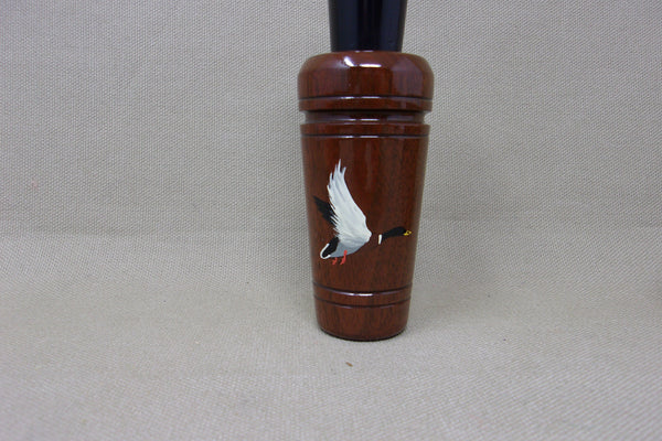 Glynn Scobey Duck Call with Painted Flying Mallard, box and paperwork (#V97)
