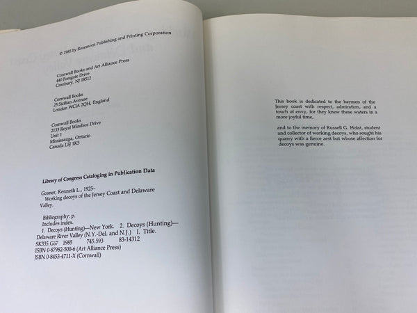 Working Decoys of the Jersey Coast and Delaware Valley by Kenneth L. Gosner