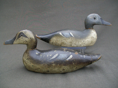 Pratt Company Blue Wing Teal Pair, Working Decoys - Original Paint