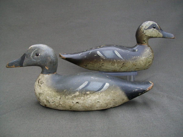 Pratt Company Blue Wing Teal Pair, Working Decoys - Original Paint