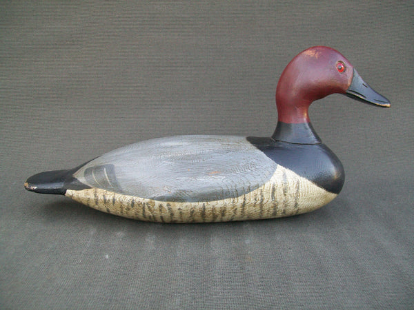 Red Head Drake Solid body Wooden Decoy, Stevens Factory Influence