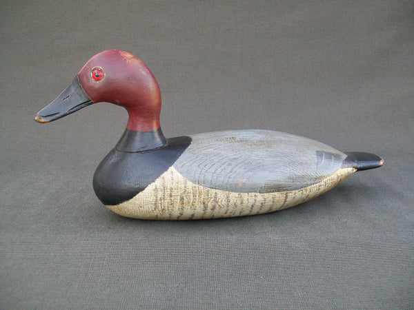 Red Head Drake Solid body Wooden Decoy, Stevens Factory Influence