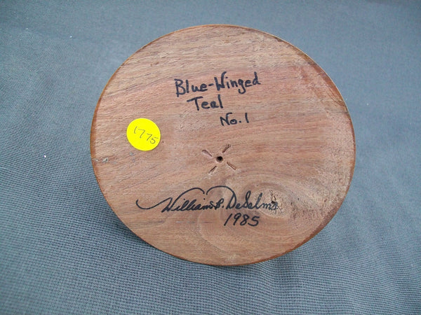 Miniature Blue Wing Teal Pair in glass display case.  William DeSelms