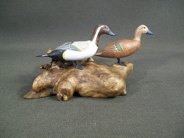 Miniature Standing Pintails on driftwood by Bill Ellena