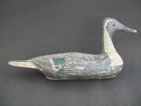 Very old Illinois River High Head Pintail, original and hunter repaint with weight and rigging hook