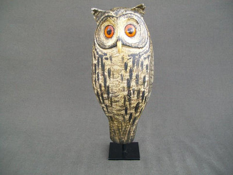 Russ Allen Handmade Owl Decoy made from Vintage Decoy Body