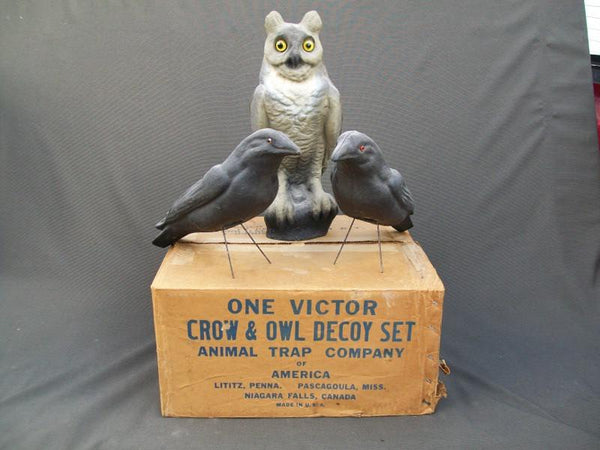 Victor Crow and Owl Decoy Set in Original Box