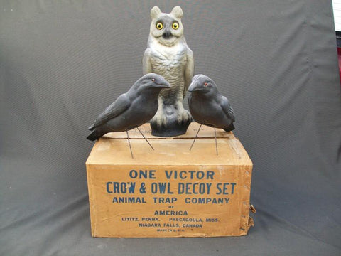 Victor Crow and Owl Decoy Set in Original Box