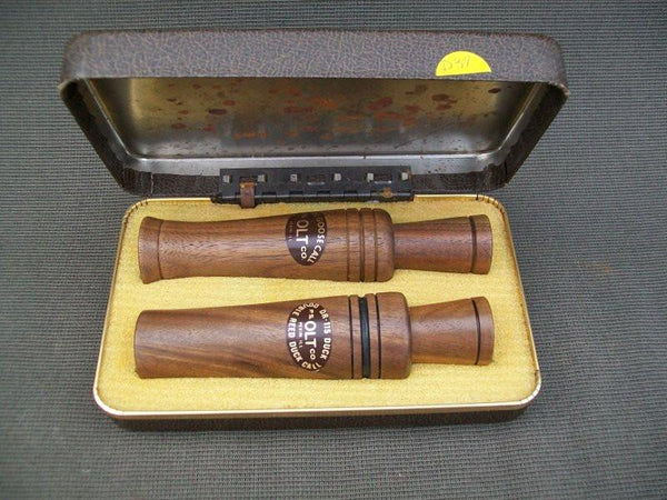 PS Olt Goose & Duck Call in Original Display Case.  Model 800 Goose Call, DR-115 Double Reed Duck Call