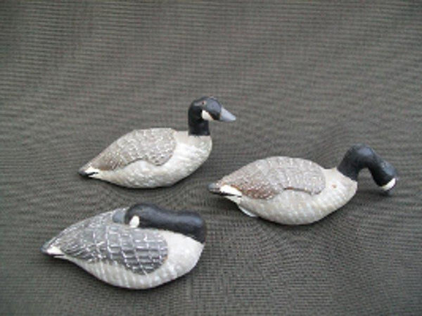 Lot of 3 Wooden Miniature Canada Geese