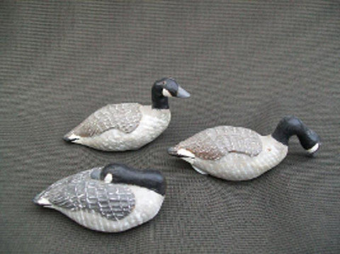 Lot of 3 Wooden Miniature Canada Geese