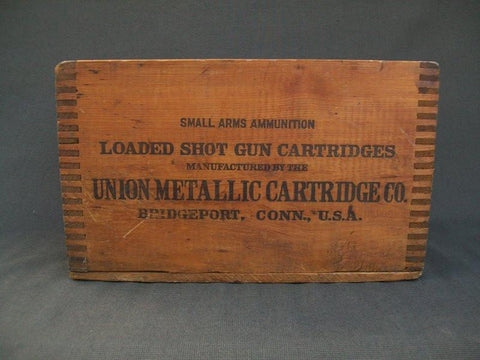New Club 12GA Union Metallic Cartridge Co Ammo Wooden Dove tailed Crate