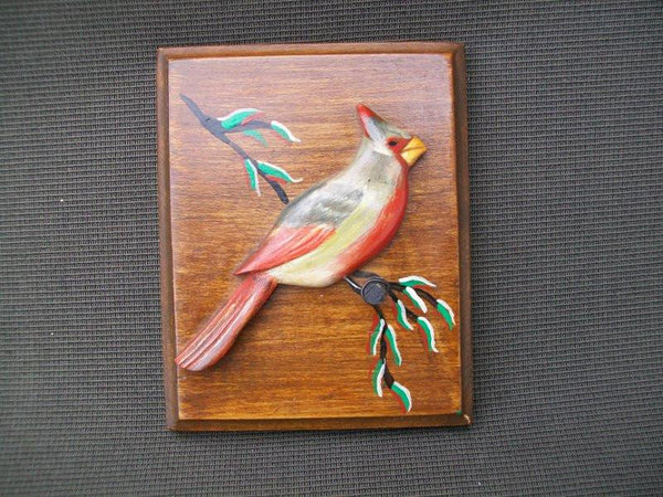 Handcarved Wooden Cardinal Plaque by Capt. Jim Hendricks