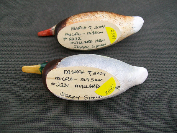 Jerry Simon Mason Style Miniature Mallards - Pair