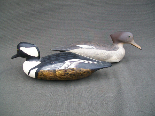 Pair - Virgil Lashbrook Hooded Mergansers, Winter Street Address/Stamp  (#2881)