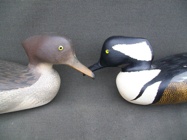 Pair - Virgil Lashbrook Hooded Mergansers, Winter Street Address/Stamp  (#2881)