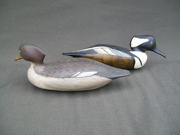 Pair - Virgil Lashbrook Hooded Mergansers, Winter Street Address/Stamp  (#2881)