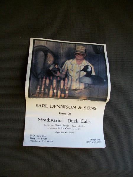 Earl Dennison Duck Call in box with paperwork