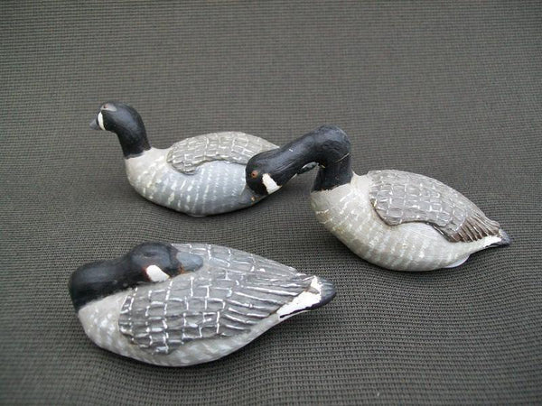 Lot of 3 Wooden Miniature Canada Geese