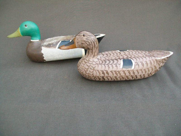 Charles Schoenheider Jr. pair of working Mallards.  Original Paint