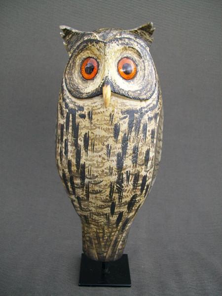Russ Allen Handmade Owl Decoy made from Vintage Decoy Body