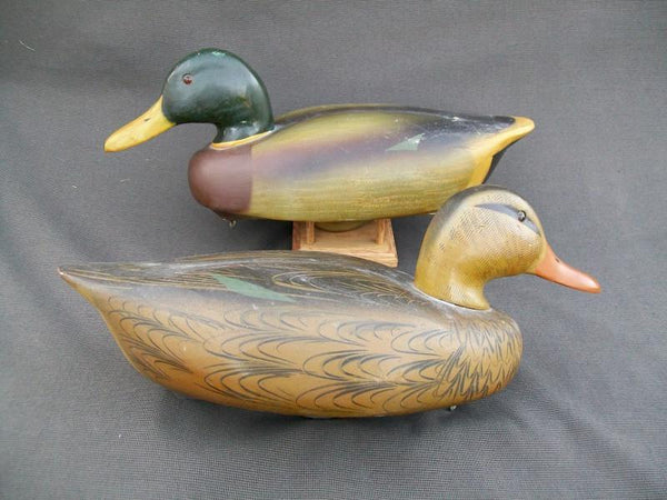 Pair of Working Mallards Made for Abercrombie and Fitch Co by Decoys Unlimited