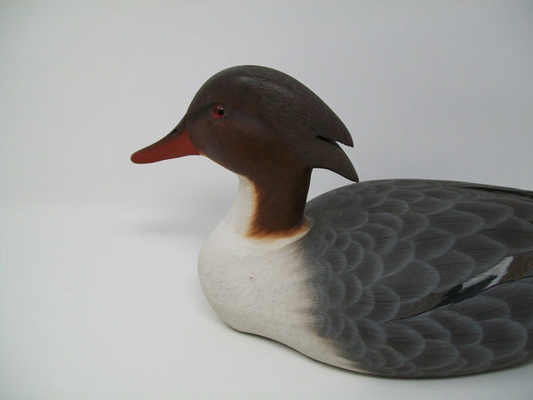 Ken Harris Merganser Hen, detail raised wings- stamped on bottom.  (#3226)