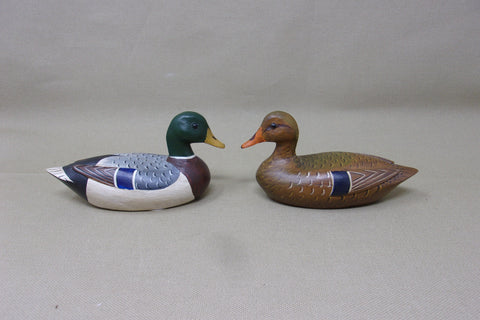 Bud Hinck Miniature Pair of Mallards, Raised Wings   (#3410)