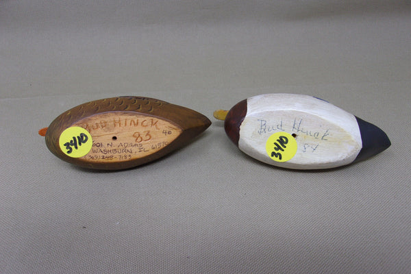 Bud Hinck Miniature Pair of Mallards, Raised Wings   (#3410)