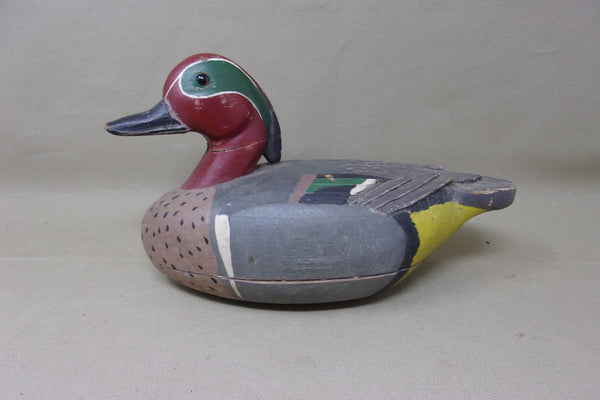 Green Wing Teal Drake, working decoy with weight  (#3503)