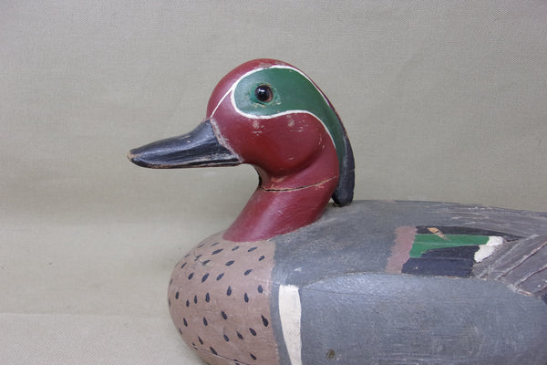 Green Wing Teal Drake, working decoy with weight  (#3503)