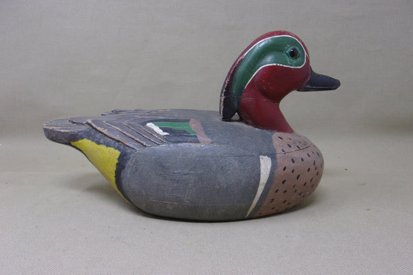 Green Wing Teal Drake, working decoy with weight  (#3503)