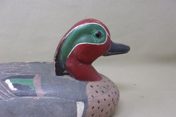 Green Wing Teal Drake, working decoy with weight  (#3503)