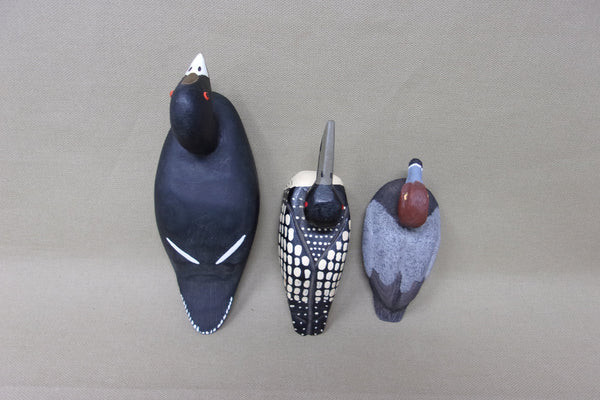 3 Miniature  Ducks - Redhead, Coot, and Loon (#3795)