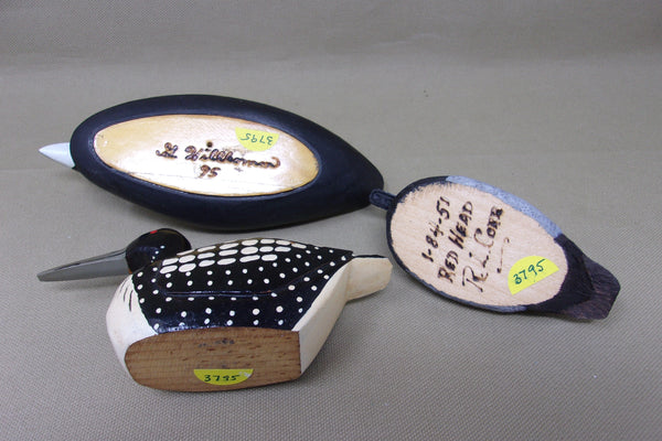 3 Miniature  Ducks - Redhead, Coot, and Loon (#3795)