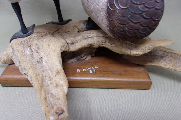 Bud Hinck Canvasback Pair on Driftwood and Base (#3804)