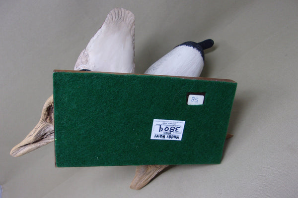 Bud Hinck Canvasback Pair on Driftwood and Base (#3804)