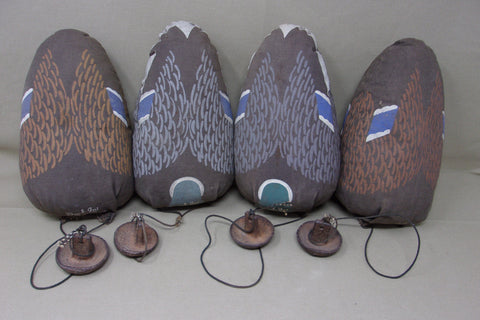 Set of 4 Duck-In, Cloth Feeder (Duck Butt) Decoys with Original Weights (#3883)