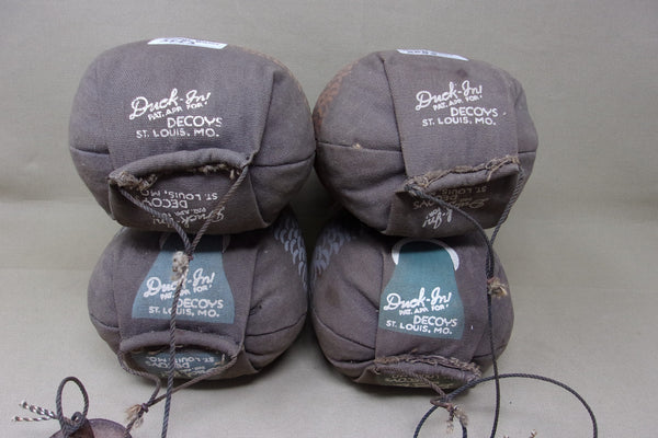 Set of 4 Duck-In, Cloth Feeder (Duck Butt) Decoys with Original Weights (#3883)