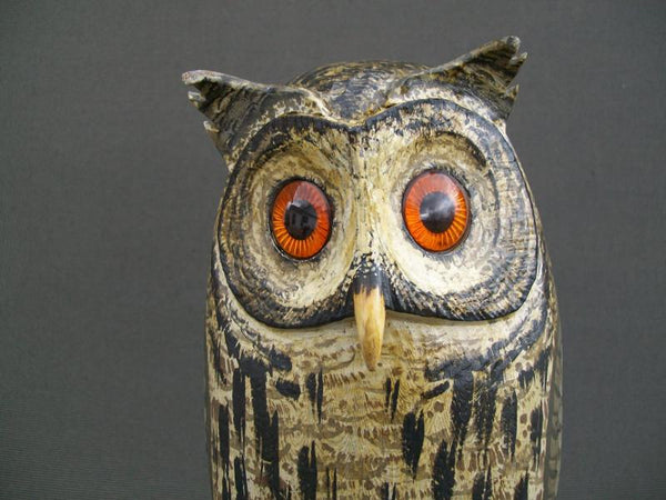 Russ Allen Handmade Owl Decoy made from Vintage Decoy Body