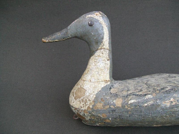 Very old Illinois River High Head Pintail, original and hunter repaint with weight and rigging hook