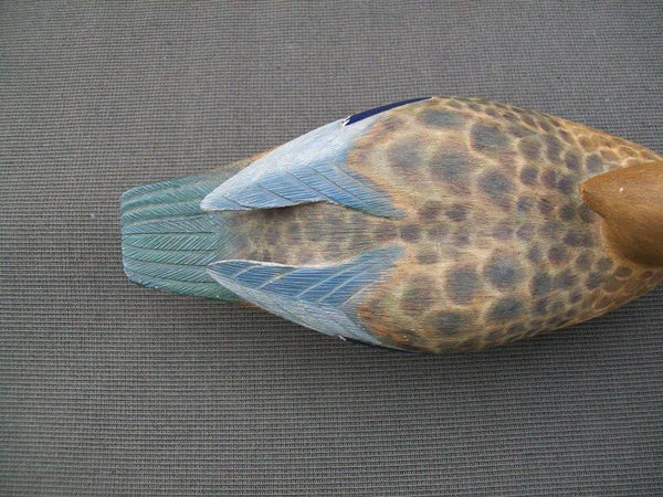 Very Nice Fred Destri Half Size Wood Duck with Raised Wings, slightly turned head, signed and stamped