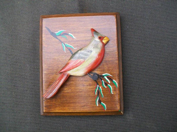 Handcarved Wooden Cardinal Plaque by Capt. Jim Hendricks